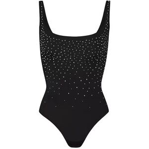 Skims x Swarovski Black Embellished Women's Bodysuit